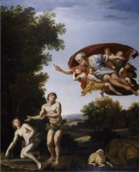 CTS336339 The Expulsion of Adam and Eve (oil on canvas) by Domenichino (Domenico Zampieri) (1581-1641); 68.6x54.6 cm; Chatsworth House, Derbyshire, UK; © Devonshire Collection, Chatsworth Reproduced by permission of Chatsworth Settlement Trustees; Italian, out of copyright